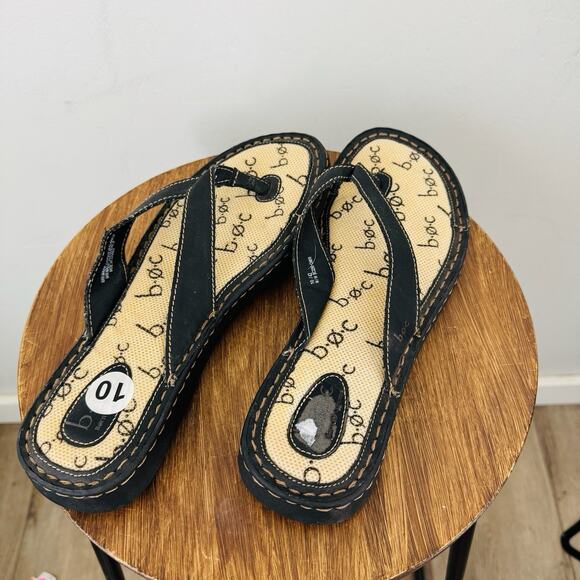 BOC black Leather Strap Thong Sandals Women’s Size 10 - Picture 6 of 9